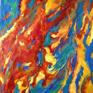 Fire and Ice, Encaustic on panel