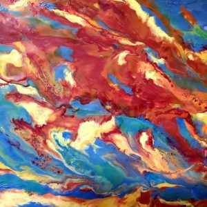 Fire in the Sky, Encaustic on panel