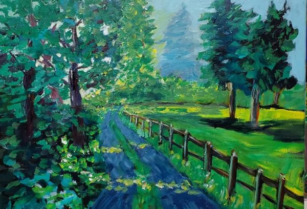 Sunlit Lane, Acrylic on canvas - Sold