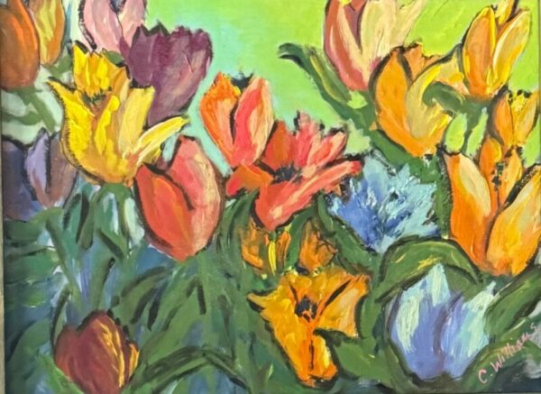 Floral, Acrylic on linen panel