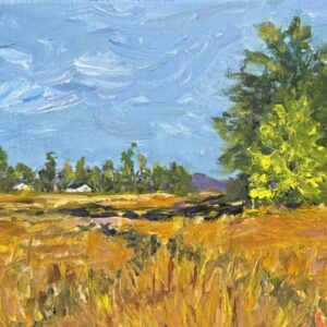 Ochre, acrylic on birch. Sold