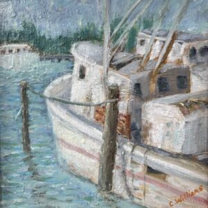 Fishing Boats.  Oil on linen panel